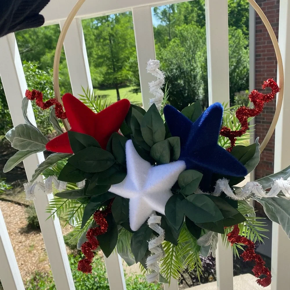 Handmade Patriotic American Door Wreath Fourth of July Front Door Decoration |